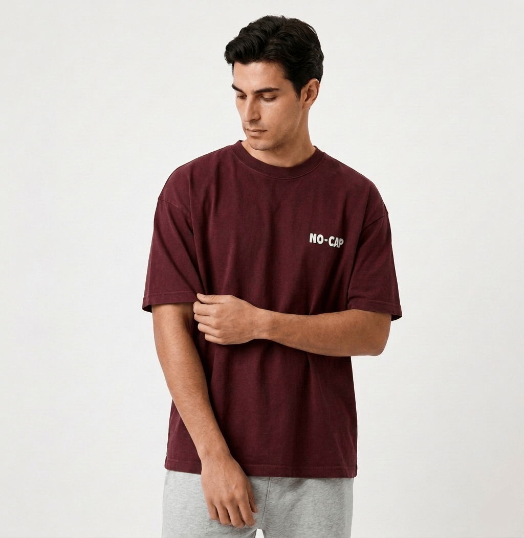 Oversized Cotton T-Shirt Front & Back Printed - No Cap