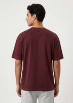 Oversized Cotton T-Shirt Front Printed - Deep Garnet