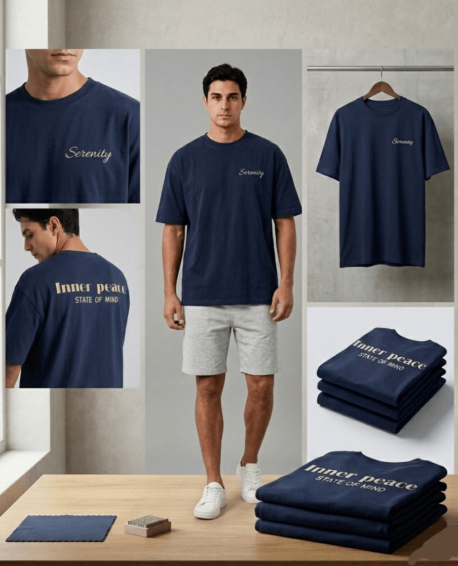 Oversized Cotton T-Shirt Front & Back Printed - Serenity