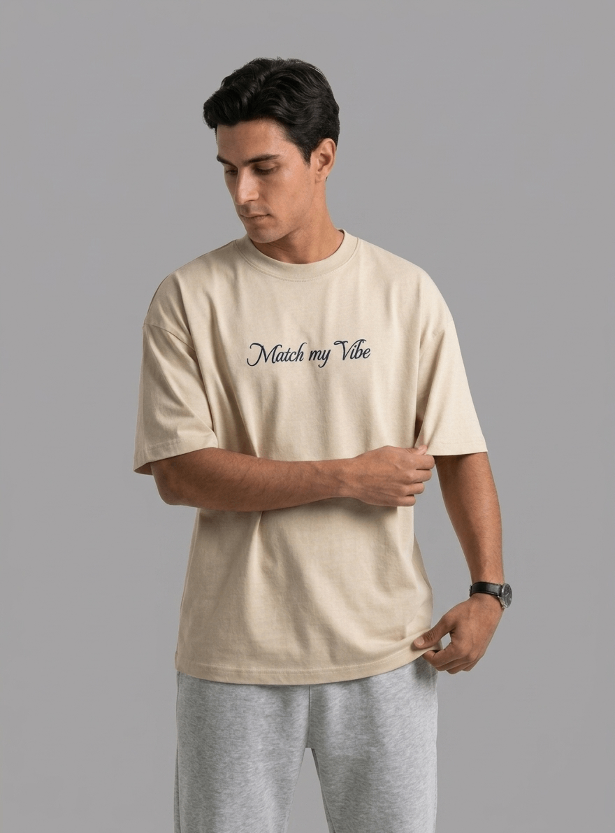 Oversized Cotton T-Shirt Front & Back Printed - Match my Vibe