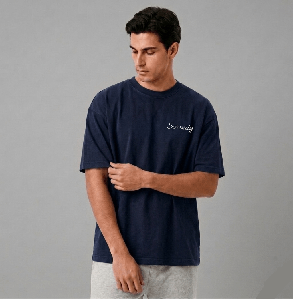 Oversized Cotton T-Shirt Front & Back Printed - Serenity