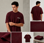 Oversized Cotton T-Shirt Front Printed - Deep Garnet